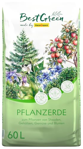 BestGreen Pflanzerde 60 L – torfreduzierte Universal- &...