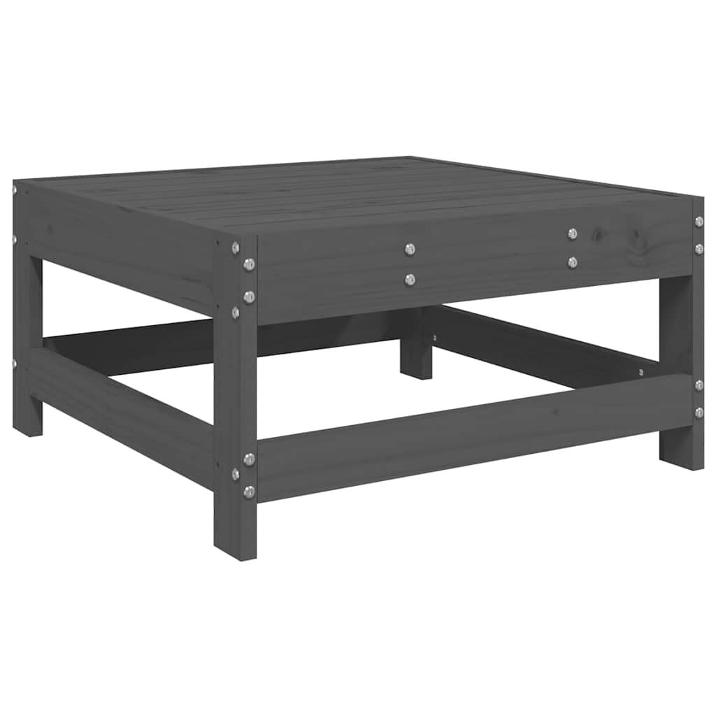 Taboret ogrodowy z poduszką, szary, lite drewno sosnowe, 62 x 62 x 32 cm, wytrzymały i stabilny, na taras, do ogrodu, mebli outdoorowych