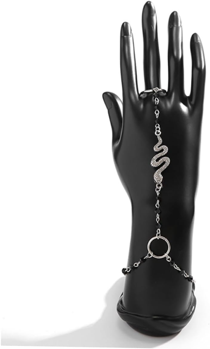 COLLBATH Snake Bracelet Unique Hand Chain Attached Versatile Jewelry for Women Stylish for Punk Parties and Halloween Celebrations