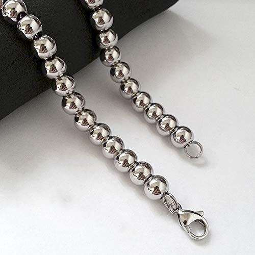 Image of Necklace or Bracelet for Women and Men, Beaded Chain Stainless Steel, Handmade Jewelry, Thick of 6-8MM and Length of 7-40 inch Optional