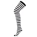 HDE Women's Plus Size Striped Stockings Thigh High Over the Knee OTK Sheer Nylons (Black White Stripes)