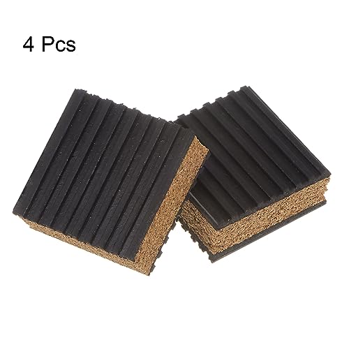 QUARKZMAN 4Stk Gummi Anti-Vibrationspads Vibrationsdämpfer 2 x 2 x 7/8 Isolationspad Vibrationsisolationspads Gerippte Matten mit Kork-Mitte für Waschmaschine Luftkompressen Laufband