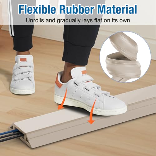 Image of Eapele Floor Cord Cover 10ft Cord Covers for Wires on Floor, Heavy Duty Extension Cord Cover, Rubber Floor Cable Cover, Prevent Trip Hazard for Sidewalk Home Office Outdoor or Indoor Settings