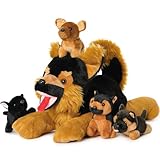 MorisMos 50cm lang riesen Schäferhund Kuscheltier mit 4 welpen im Bauch, groß Deutscher schäferhund Plüschtier Stofftier XXL, weich Plüschhund dogteddy Geschenk Kinder Baby