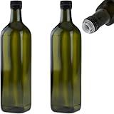 mikken 2 x bottiglie di olio da 750 ml con erogatore verde/marrone con dosatore ed etichette