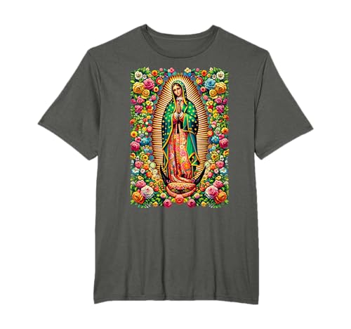 Virgem de Guadalupe Nossa Senhora de Guadalupe Católica Maria Folk t-shirt, Preto