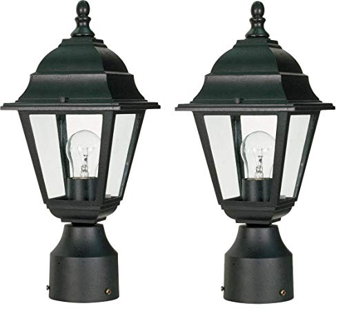 Dysmio Lighting Outdoor Post Lantern in Textured Black Finish with Clear Glass - Pack of 2