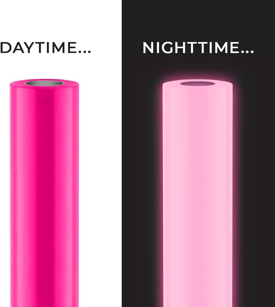 VViViD DECO65 Glow in the Dark Hot Pink Permanent Adhesive Craft Vinyl Roll (12" x 50ft)