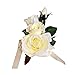 Wrist Corsage(XLWC003-RSWT)-Beautiful Quality Keepsake Wrist corsage-roses and pearl bracelet (White)