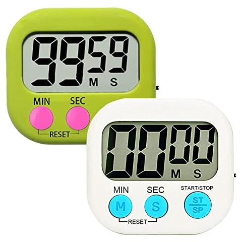 Kitchen Timer Digital Timer for Teachers Kids Cooking with Magnetic + ON/Off Switch + Count Up Countdown, Stopwatch Timer Stand/Hook, Cooking Timer with Simple Operation, 2 Pack Cover