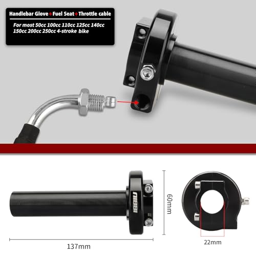 Image of NIBBI Throttle Assembly Set, 7 /8'' Grips 22mm Twist Throttle with Cable, Fit for Scooter GY6 Moped ATV
