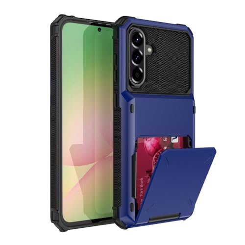 Étui compatible avec Samsung Galaxy A07 bleu foncé avec fentes pour cartes et coque silicone