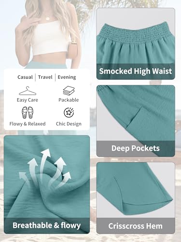 Image of ANRABESS Womens Wide Leg Palazzo Capri Pants 2026 Summer Casual High Waisted Barrel Lounge Flowy Cropped Beach Work Trousers