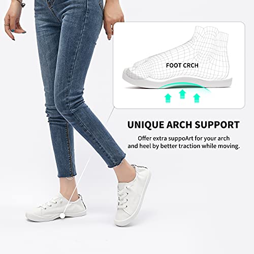 Image of BENPAO Women's Canvas Slip on Sneakers White Tennis Shoes