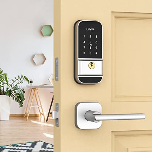 Keyless Entry Door Lock with Lever - UYF Electronic Keypad Deadbolt Lock with Handles, Front Door Lock Set, Smart Digital Door Locks for Front Door, Auto Lock, Anti-Peeping Password, Easy Installation