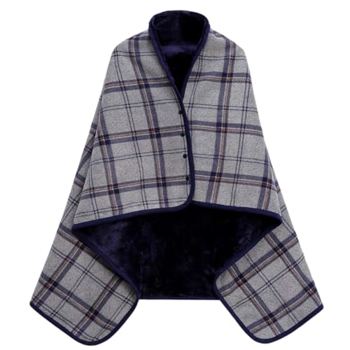 JFAN Poncho Mujer Invierno Mantas con Botones a Presión para Llevar Capa Cálida Cardigan Gris Oscuro