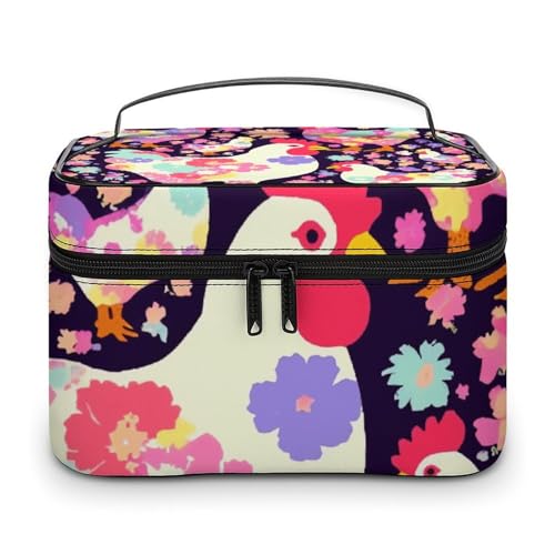 Bolsa de cosméticos portátil grande para mujer con organizador de viaje y asa superior