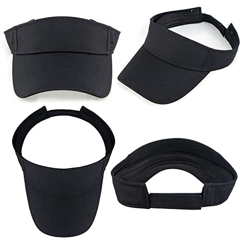 Sun Visor Hat Cotton Visor Hat For Women Men Sports Tennis Golf Visor Empty Top Sun Cap (Black) #TOP6
