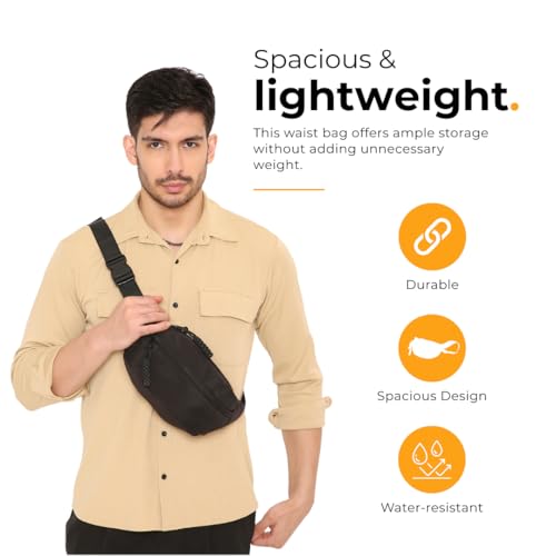 Image of Tressential Waist Bag for Men Women | Cross Body Fanny Pack Sling Bag for Hiking, Travel, Camping, Outdoor Sports, Cycling | Money Belt with Adjustable Strap (Black)