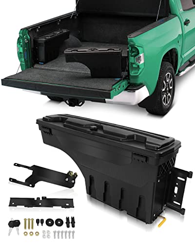 SCITOO Truck Bed Storage Box 180° Rotating Tool Box Fit For Ford F-250 F-350 F-450 Super Duty 2017-2022 Right Side Waterproof Black