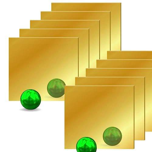 Image of 10PCS 12x12 Acrylic Mirror Sheet Gold Mirror Cast Acrylic Sheet 1 /8 for Laser CO2 Polished Edge with Film Masking for Design DIY Gold Adhesive Plates for Craft