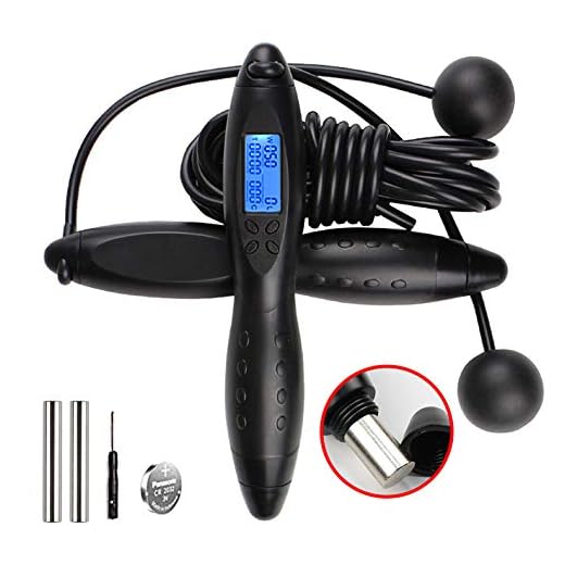 SUDESMO Jump Rope,Digital Counting Speed Jumping Rope Counter for Indoor and Outdoor Fitness Boxing Training Adjustable Weighted Jump Rope Workout for Men,Women,Children Cordless Skipping Rope(Black)