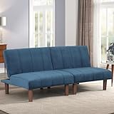 Winterstorm Convertible Futon Sofa Bed, Futon Couch with Adjustable Back, Upholstered Sleeper Sofa Bed for Living Room Office Small Spaces Furniture (Fabric,Light Blue)