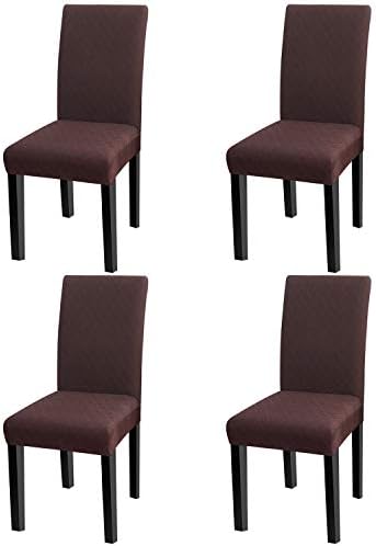 YISUN Spandex Dining Chair Covers, Modern Stretch Removable Washable Spandex Slipcovers for High Chairs 4/6 PCs Chair Protective Covers (Pure White, 4)