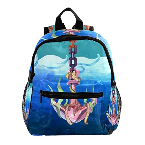 Sac à dos bleu enfants 30,5 cm motif ancre marine pour fille et garçon