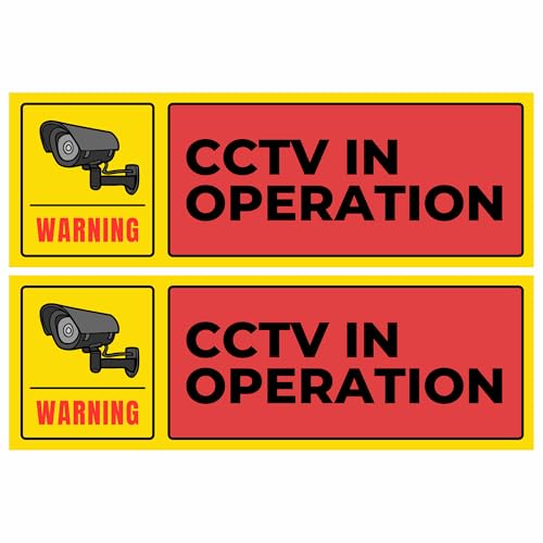 Image of CCTV Monitoring Sign Sticker Board | 20.5 x 7 CM | Pack of 2 | Peel & Stick with Corner Holes | Security Warning Sign for Home, Office, Shop & Warehouse (CCTV Monitoring, Small - 20.5 X 7 CM)