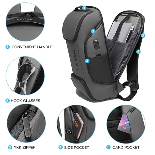 Image of FUTURE AESTHEICS Business Laptop Smart Backpack Can Hold 15.6 Inch Laptop Commute Backpack Carry on bag for men and women (Grey)
