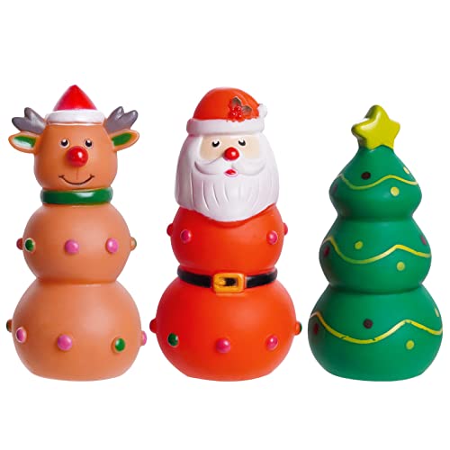 3 jouets à mâcher Noël chien latex couinant