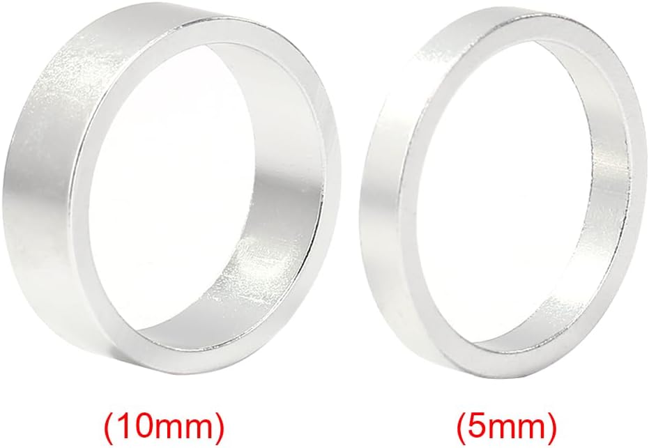 5/10Pcs/Set Road Bike Bicycle Headset Stem Aluminum Alloy Washer Stem Front Fork Spacer Ring Gasket Inner Diameter 28mm for Bikes(10pcs Silver)