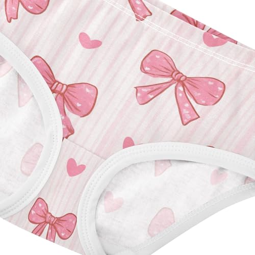 Wusikd Pink Bows Hearts Pink Striped (2) Girls' Underwear Cotton Girls Briefs Soft Toddler Underwear 2T4