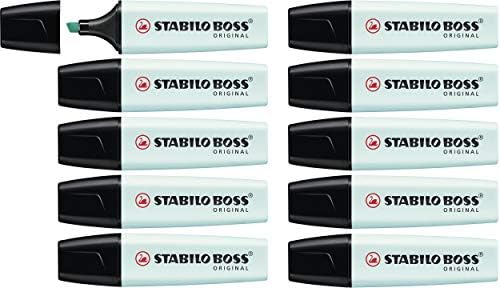 Highlighter - STABILO BOSS ORIGINAL Pastel - Pack of 4 - Mellow Coral Red, Cherry Blossom Pink, Cloudy Blue, Dash of Lime