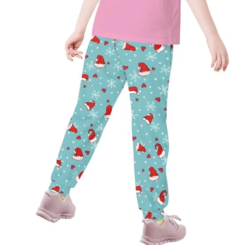 AmzPrint Candy Cane Holly Print Christmas Sweatpants Green Xmas Drawstring Casual Boys Sweatpants Size 64