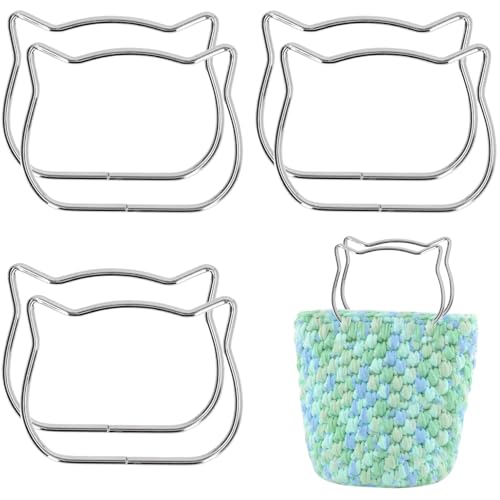OUYIWEIMAOYI 6 asas para bolso de metal, asas de repuesto para la fabricación de bolsos, con forma de oreja de gato para hacer bolsas o de repuesto (silver)