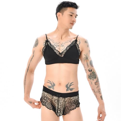 Men's Sexy Lingerie Boxers Men Sexy Gay Sexy Lace Brassiere Panties with Bow Boxers Men's Sexy Lingerie Underwear2