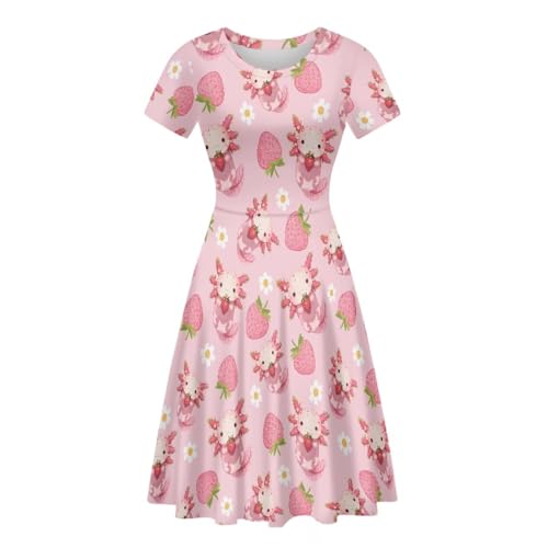 Image of AFPANQZ Womens Casual Summer Lightweight Vintage Dress Short Sleeve Midi Dress Knee-Long Luxury Formal Dress