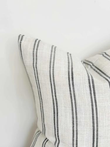 Housse de coussin en lin de style rustique à rayures rétro noir - 6