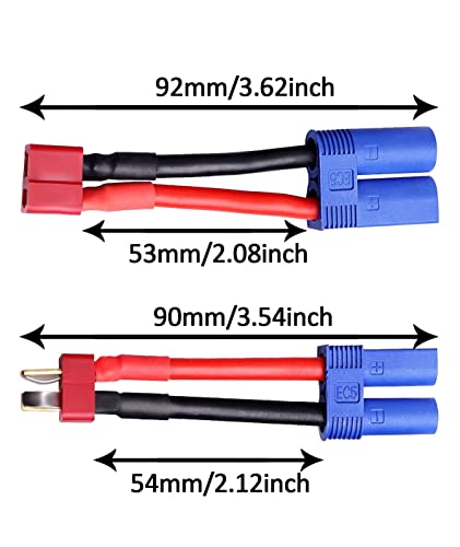 Youme 4Pcs Ec5 To Deans T Male Female Plug Connector Adapter Conversion Cable Wire For Rc Lipo Battery Balance Charger Rc Car Truck Boat Motor Controller Esc #TOP5