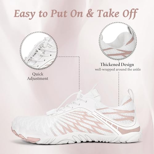Image of Hike Footwear Barefoot Shoes, Pro Barefoot Shoes Women Men, Athletic Hiking Water Shoes Breathable Quick Dry Zero Drop Trail Running Shoes with Non-Slip Sole & Wide Toe Box White-a
