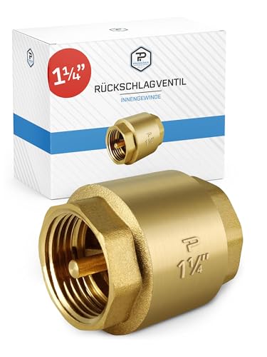 Pangaea Tech Universal Rückschlagventil 1 1/4 Zoll - rostfreier Rückflussverhinderer mit beidseitigem Innengewinde - Schwerkraftbremse für Wasserleitungen - Rückschlagventil Wasser 1 1/4 Zoll