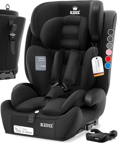 KIDIZ® Autokindersitz Kinderautositz mit Isofix Gruppe 1+2+3 9-36 kg 5-Punkt-Sicherheitsgurt, Autositz, Kindersitz, Einstellbare Kopfstütze | Mitwachsende Sitzerhöhung 1-12 Jahre, Stabil und Sicher