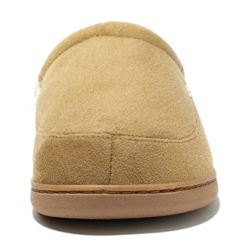 Image of NewDenBer Men's Warm Memory Foam Suede Plush Fleece Lined Slip on Indoor Outdoor Clog House Slippers