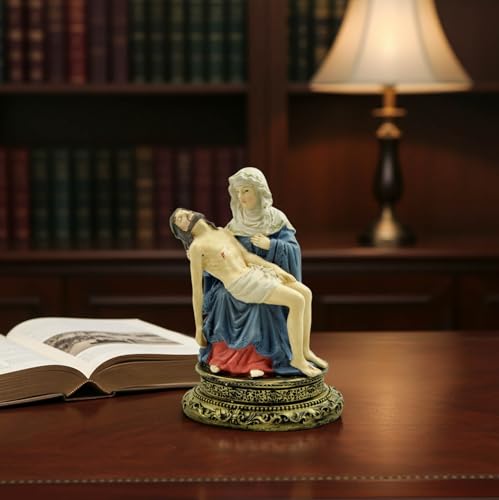 Estatua Pietà Virgen María con Jesús 4.3 pulg Resina miniatura 4