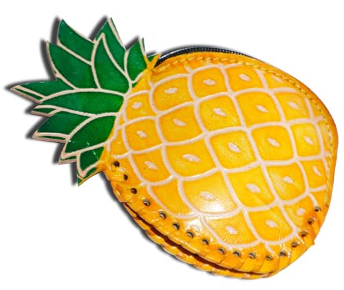 Leather Coin Pouch Mini Purse Wallet Bag with Zipper Multipurpose Christmas Gift for Women Girls (Pineapple & Purple Om)4