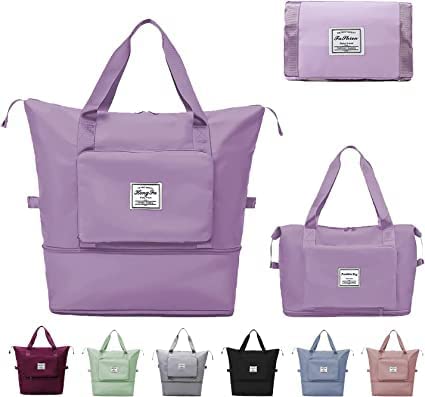 Multifunctional Folding Travel Bag - Dry and Wet Separation Waterproof Sports Shoulder Bag, Lightweight Travel Duffel Bag, Carry Luggage Bag for Women (Purple)-image-34