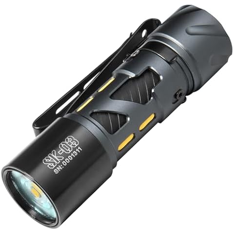 LOOP GEAR SK03 LED Rechargeable Flashlight, AA Rechargeable EDC Flashlight with Side Light and 4 Color Filters, 10 Modes, Super Bright Pocket Flashlight with Clip for Outdoor, Camping, Emergency Cover