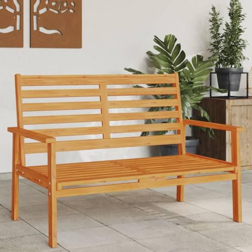 Garden Sofa Bench Solid Acacia Wood 120 cm Outdoor Patio Couch Comfortable Balcony Furniture for Relaxing with Armrest and Backrest